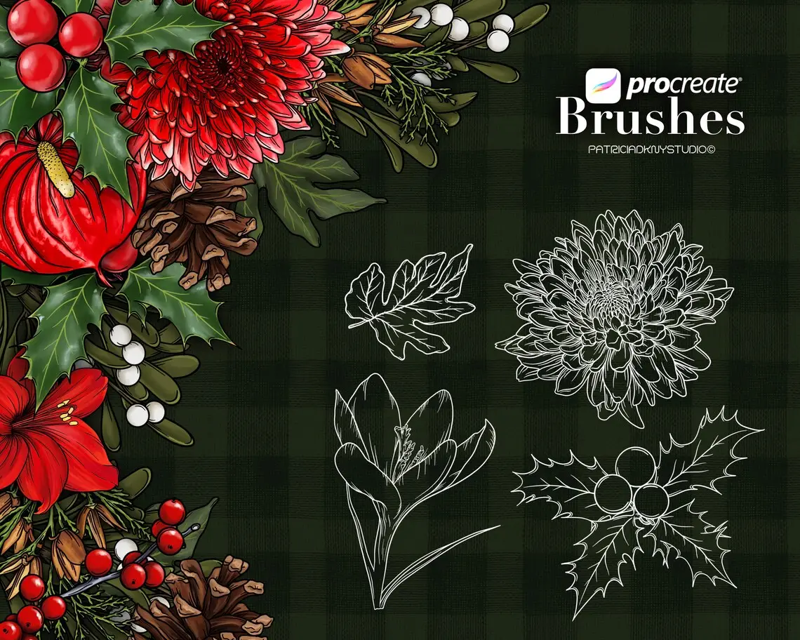 Winter Plants Brushes for Procreate 5 winter plants brushes for procreate (2) 67018