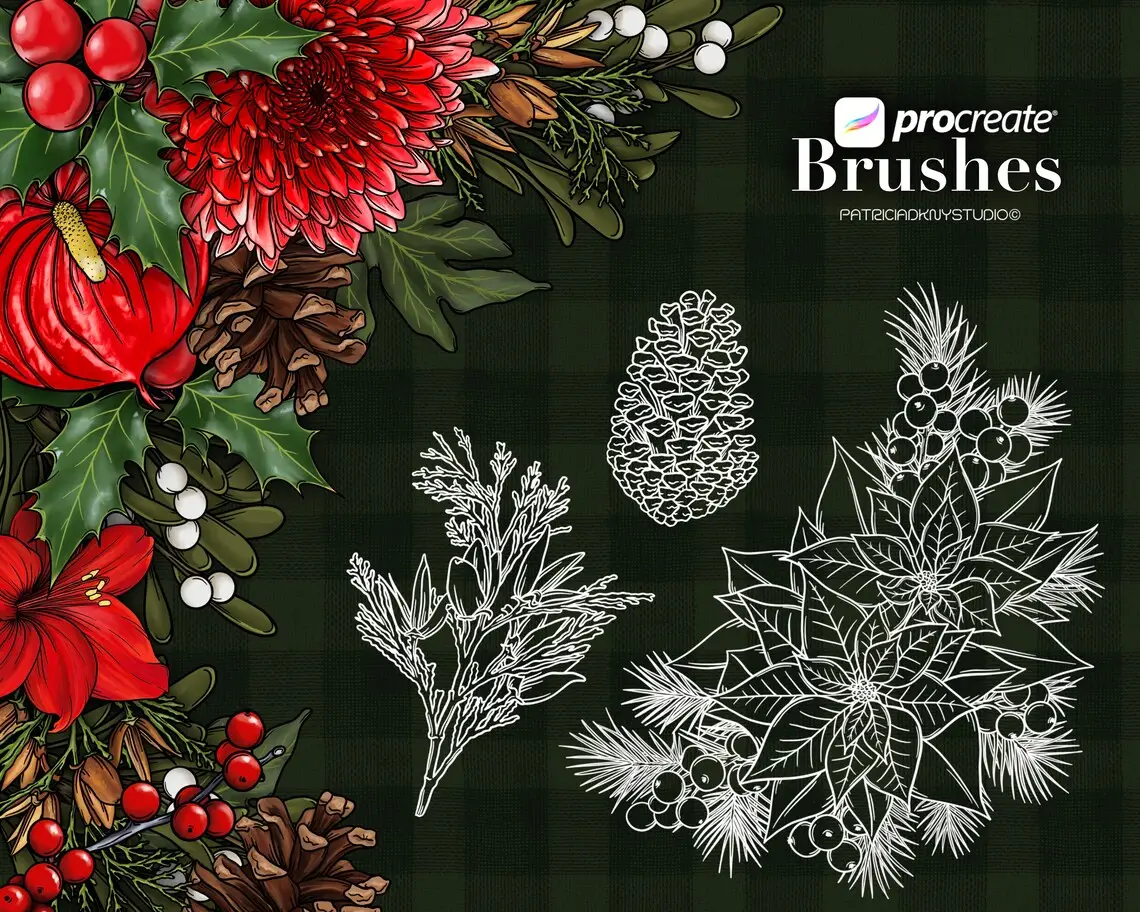 Winter Plants Brushes for Procreate 4 winter plants brushes for procreate (3) 67029