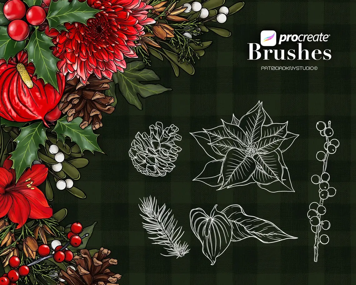 Winter Plants Brushes for Procreate 7 winter plants brushes for procreate (4) 67015