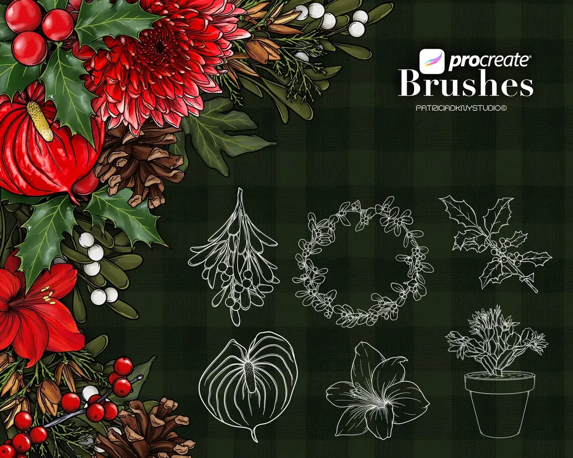 Winter Plants Brushes for Procreate 6 winter plants brushes for procreate (5) 67016