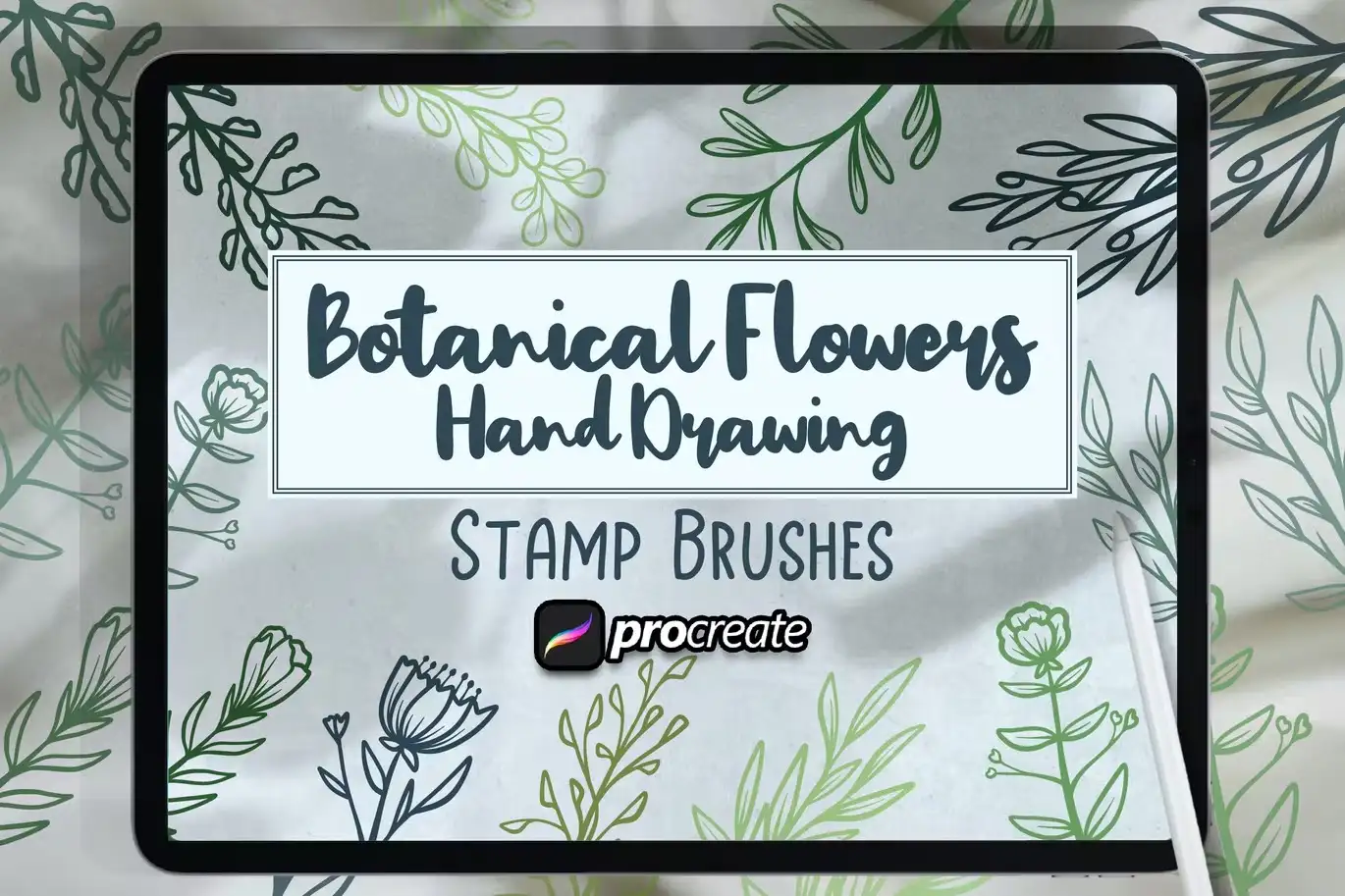 Botanical Flowers Hand Drawing Brush Stamp