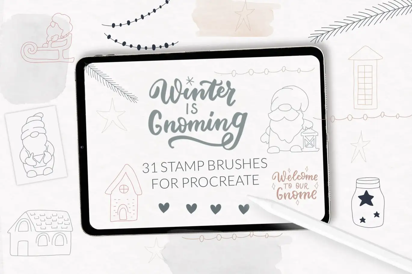 Christmas Gnomes Procreate stamps
