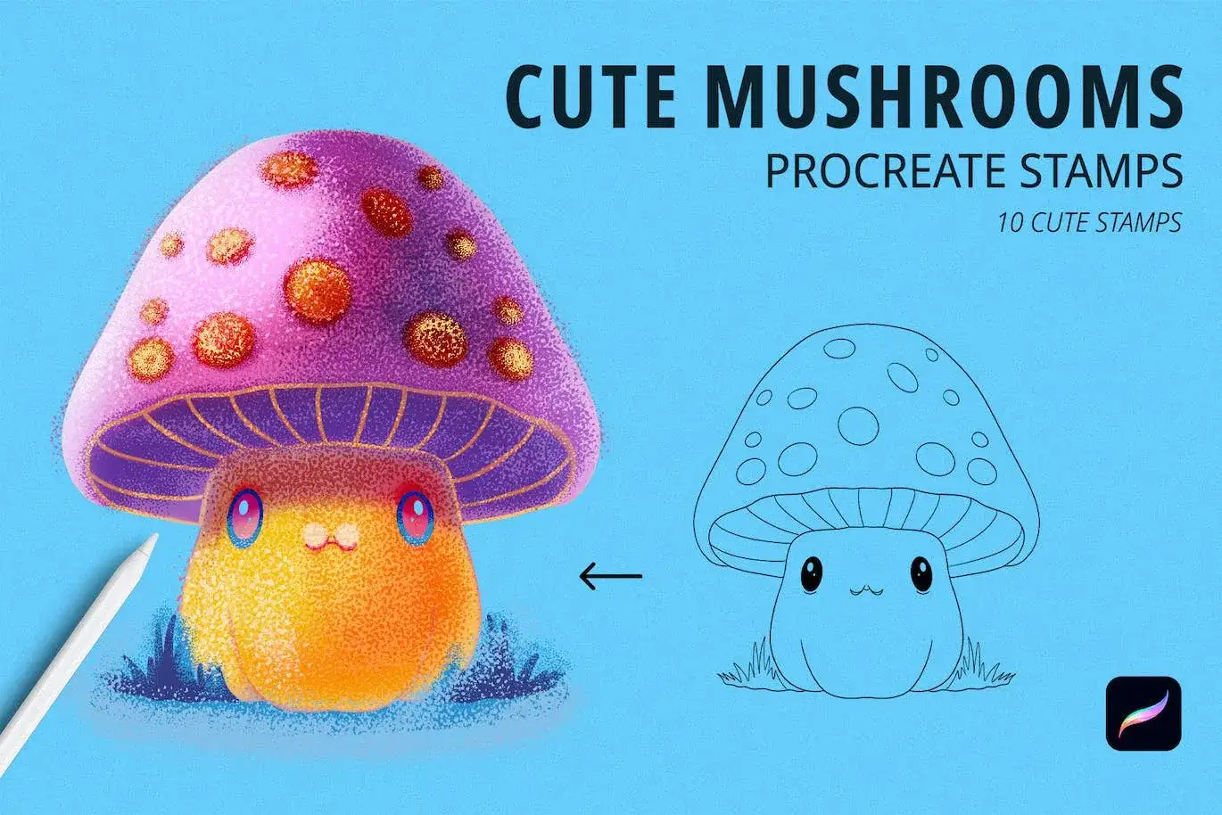Cute Mushrooms Stamps for Procreate 3 cute mushrooms stamps for procreate (1) 70782
