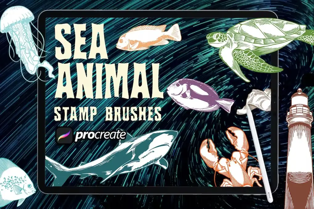 Dansdesign Sea Animals Brush Stamp Procreate