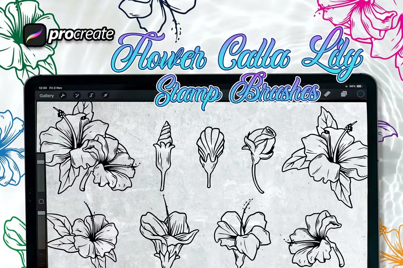 Flower Calla Lily Brush Stamp