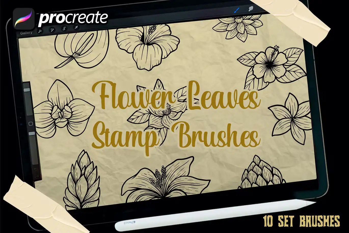 Flowers &amp; Leaves Brush Stamp