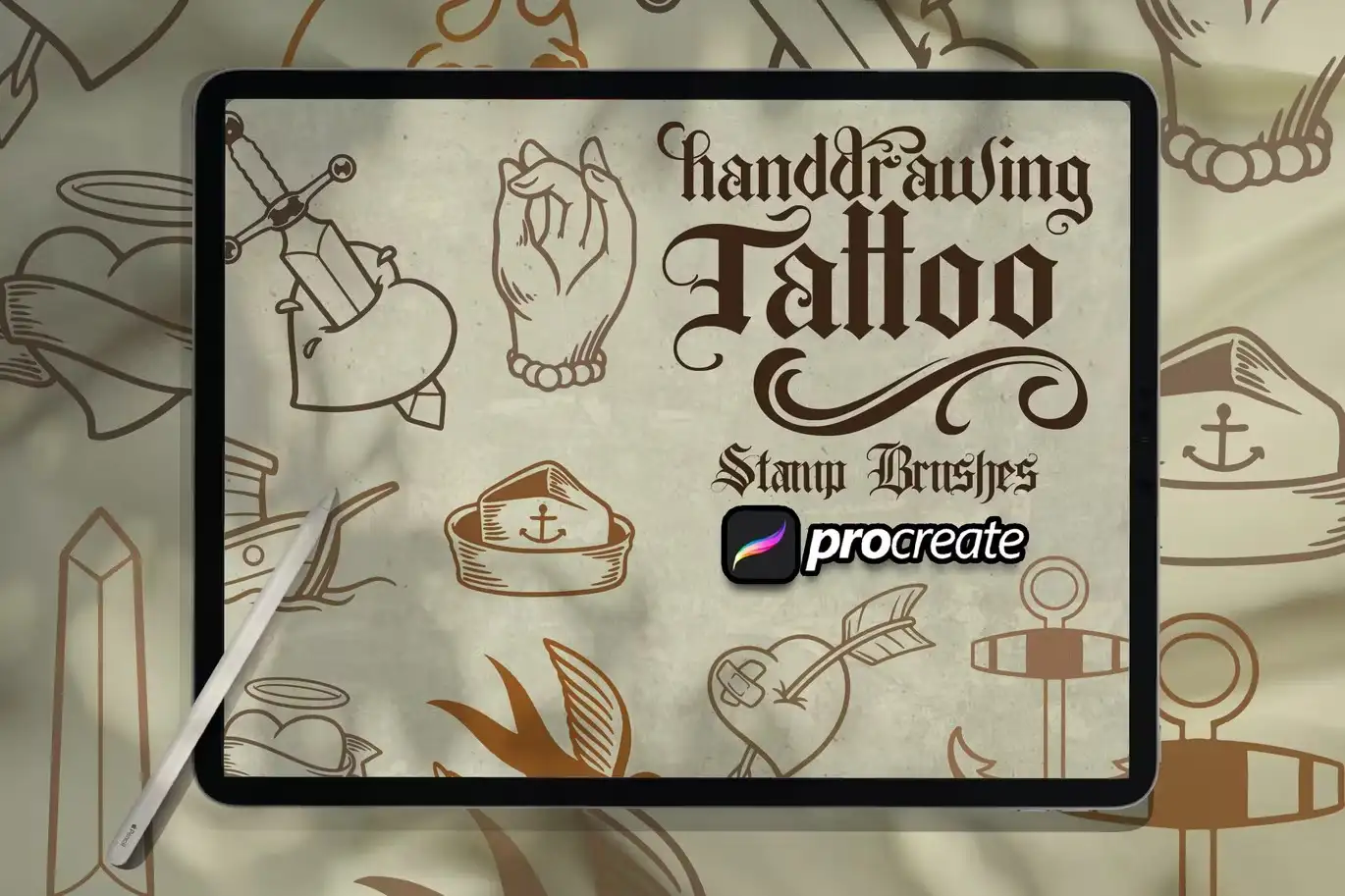 Hand Drawing Tattoos Brush Stamp