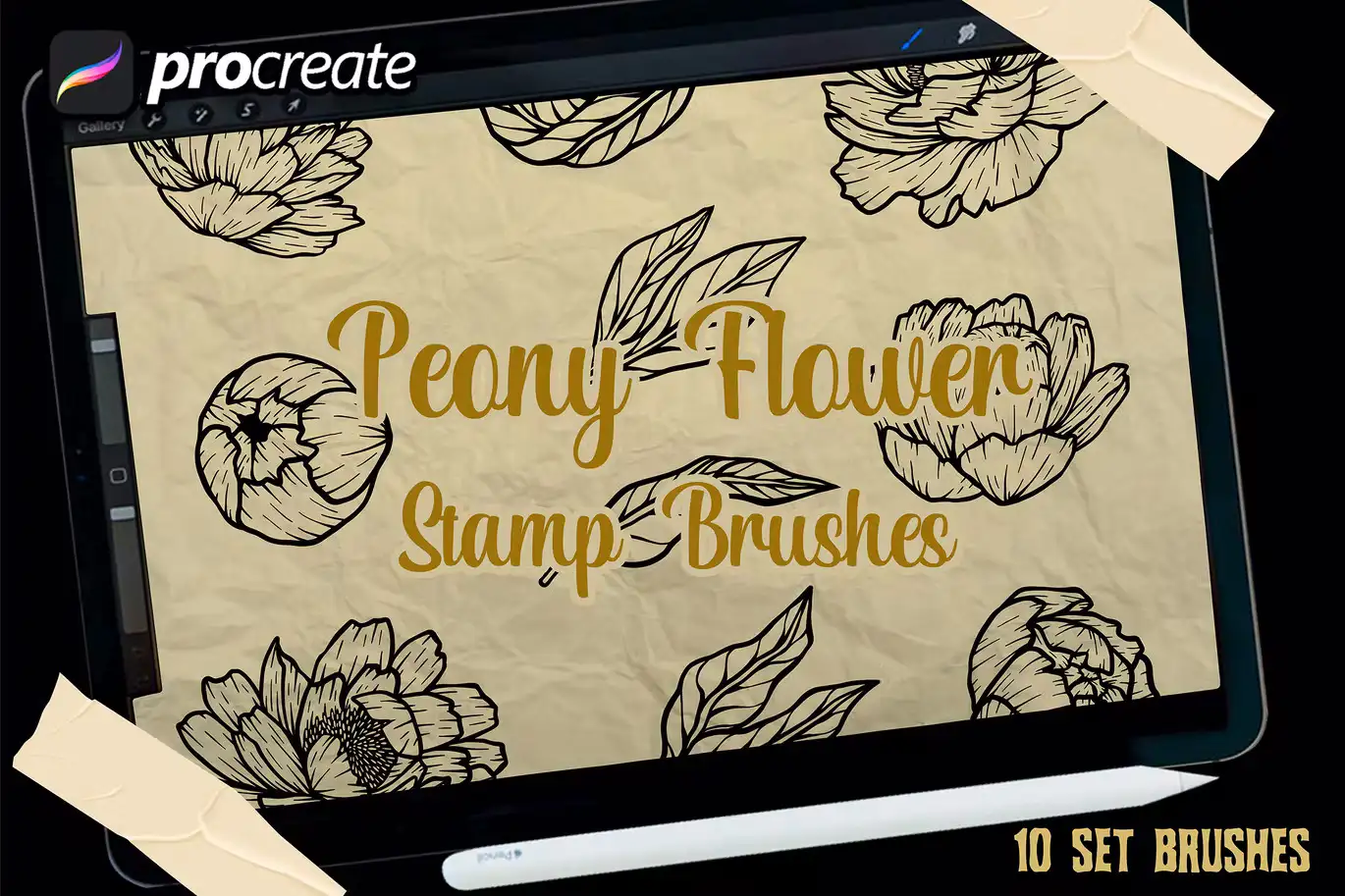 Peony Flowers Stamp Brush