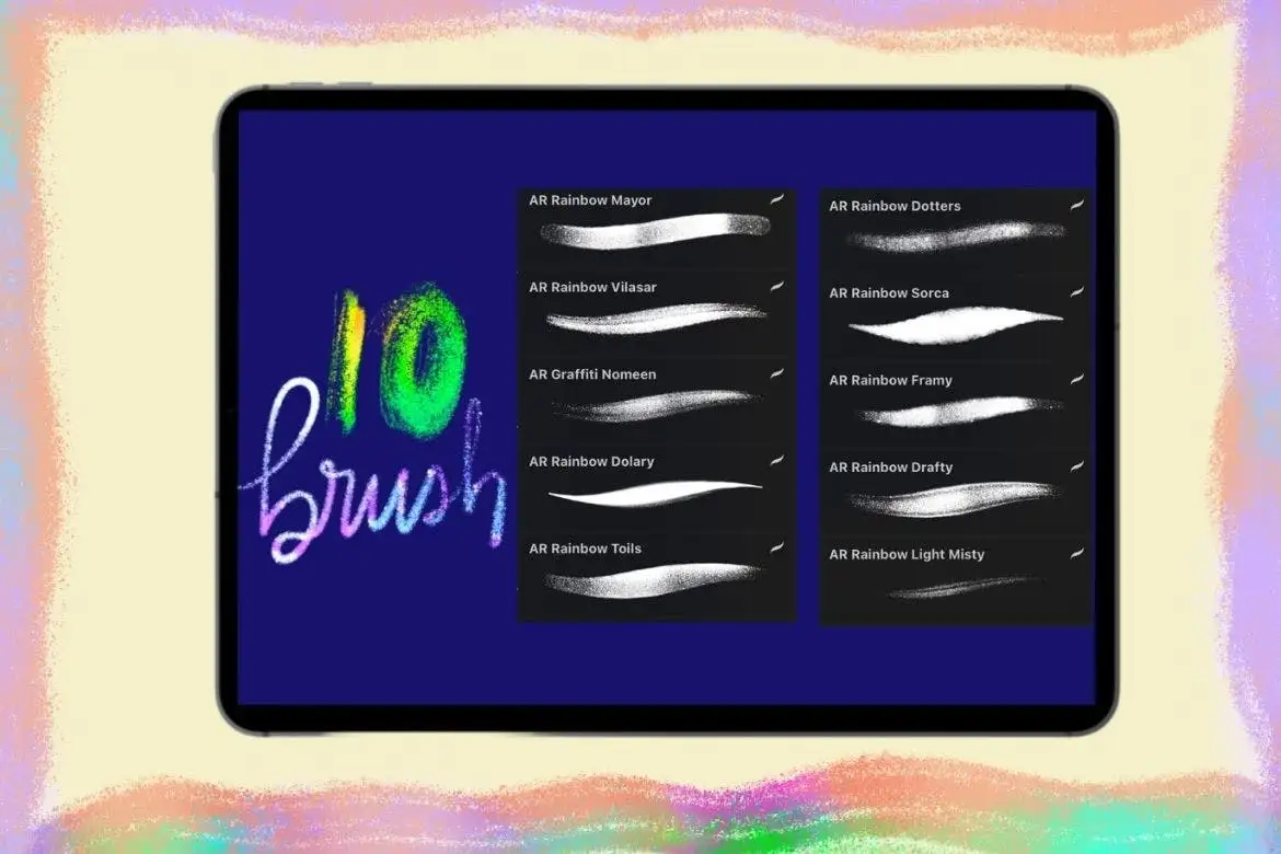 Rainbow Metallic Graffiti Procreate Brushes 3 rainbow metallic graffiti procreate brushes (3) 71875