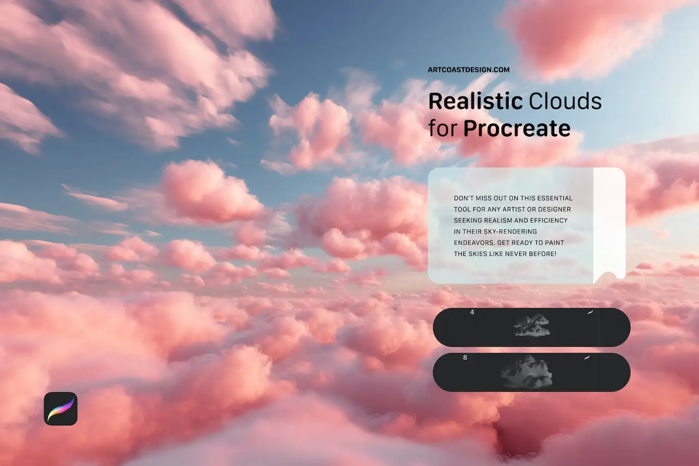 Realistic Clouds Stamps for Procreate 5 realistic clouds stamps for procreate (3) 70683