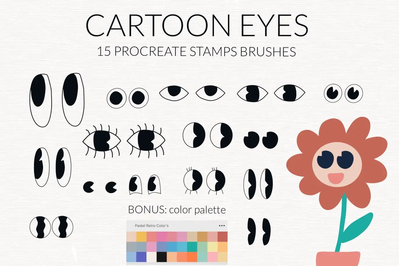 Cartoon eyes Procreate stamp brushes 3 retro cartoon eyes procreate stamp brushes 1 73012