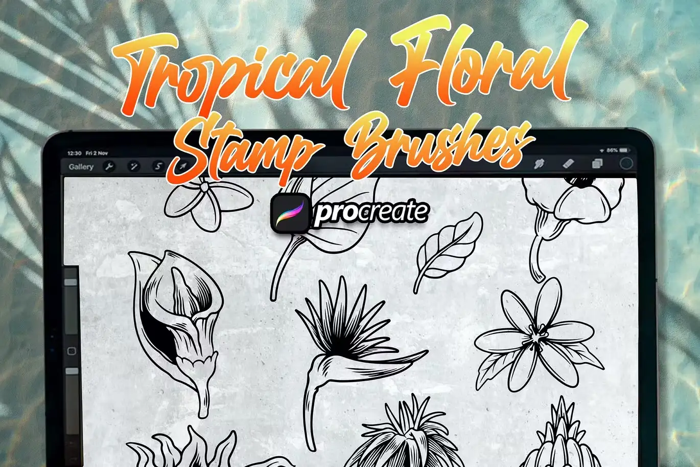 Tropical Floral Brush Stamp