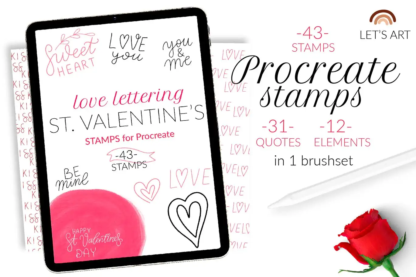 Valentines Day lettering stamps