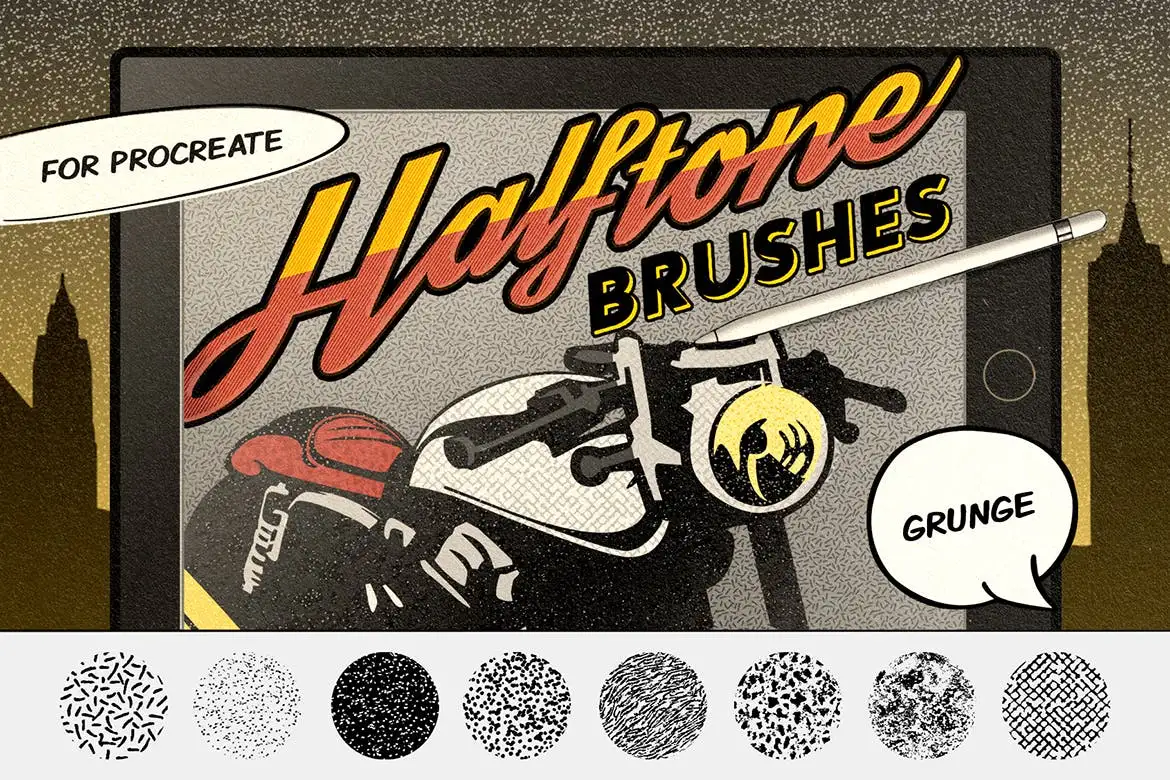 Vintage Comics: Grunge Procreate Brushes