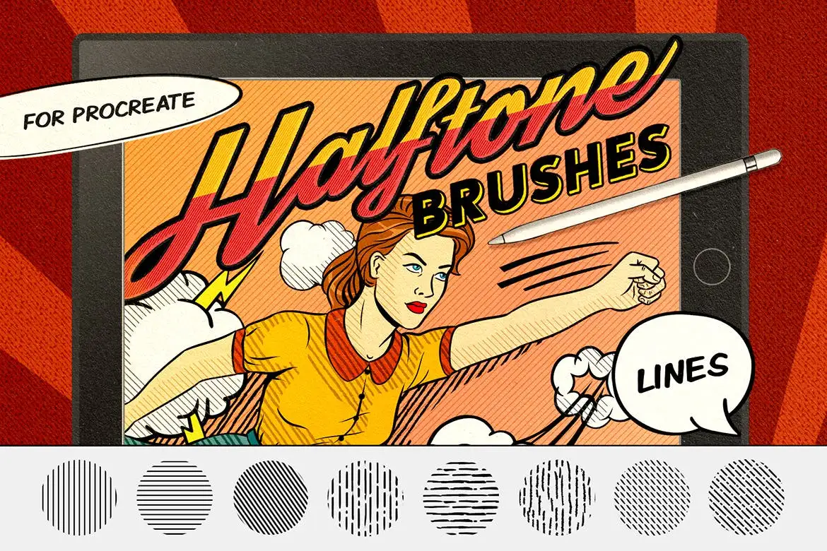 Vintage Comics: Line Procreate Brushes