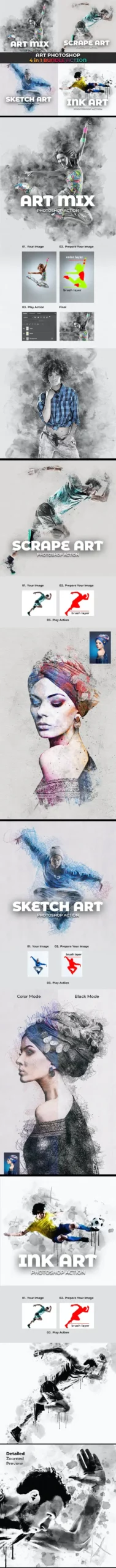 Art Photoshop Action 4 in 1 Bundle