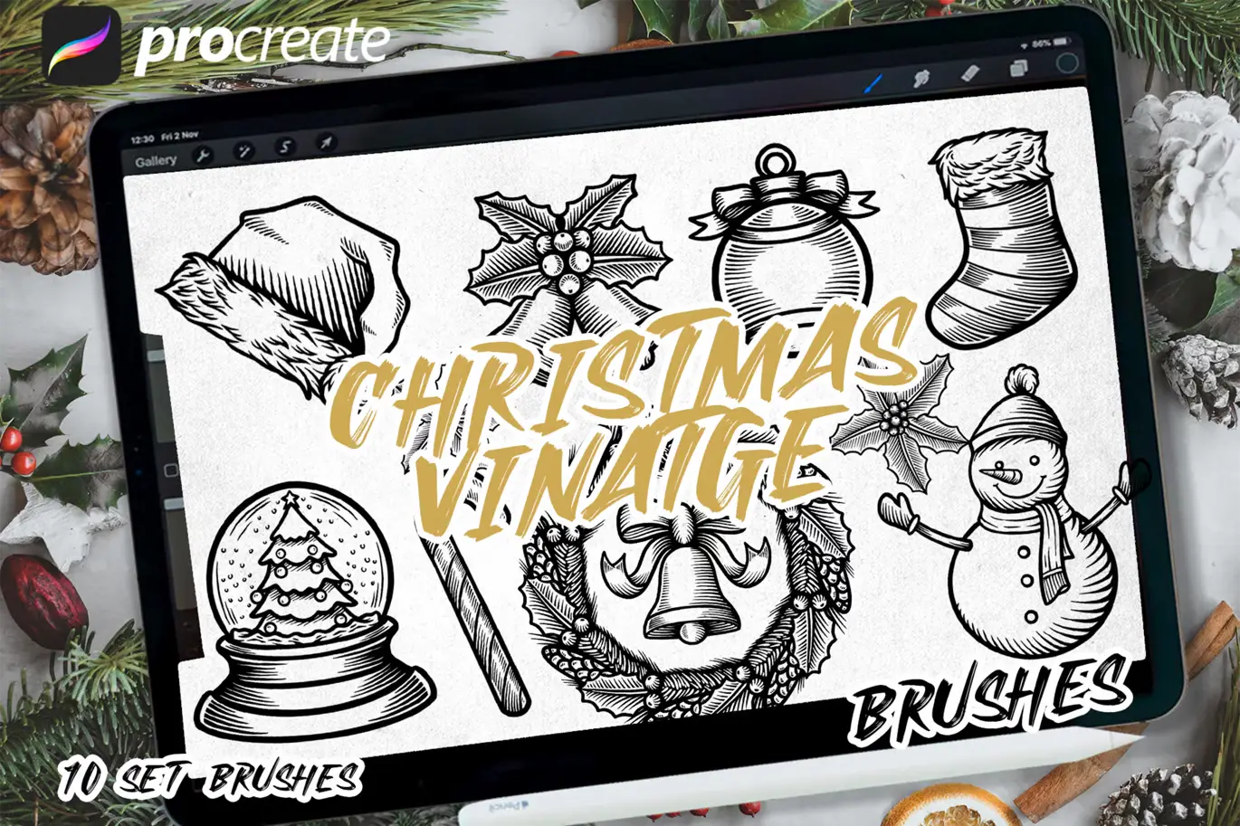 Christmas vintage brush