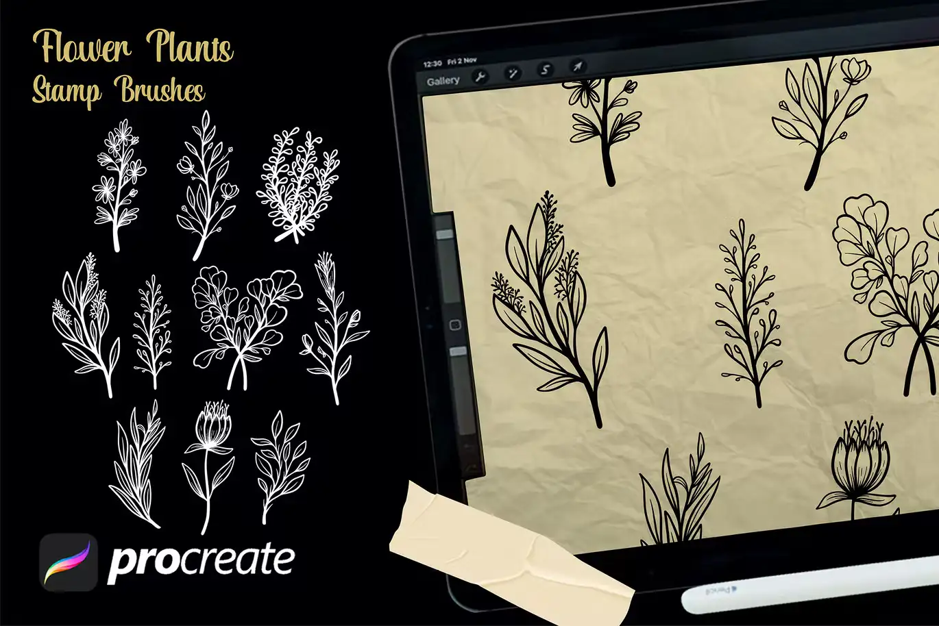 flower plants stamp brushes 4 flower plants stamp brushes (3) 69426