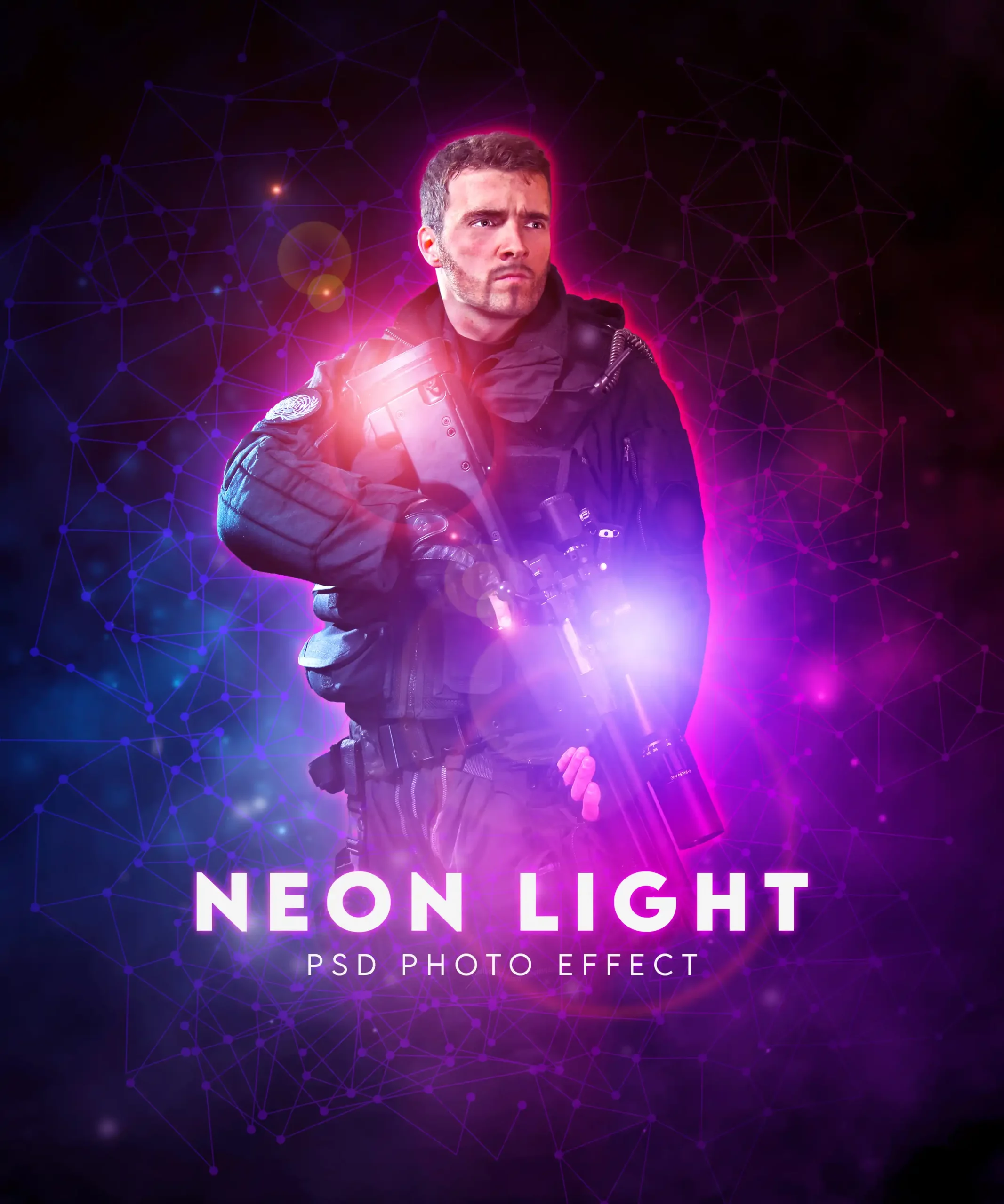 Neon Colorful Lighting Photo Effect Template