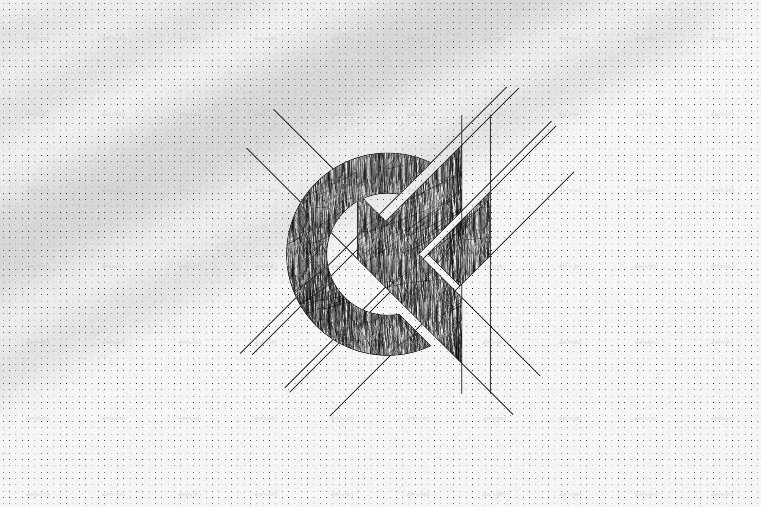 Pencil Sketch Photoshop Logo Mockup