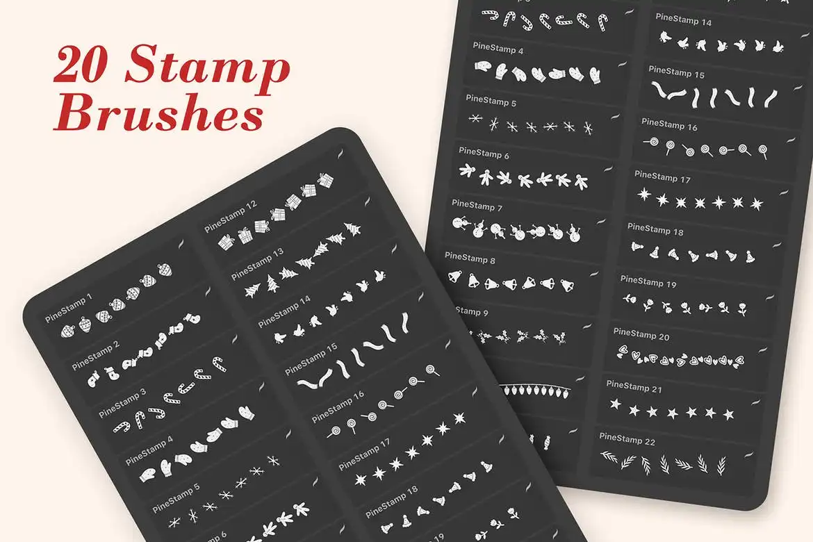 PineStamp - Procreate Brush 16 pine stamp brushes procreate (2) 71595