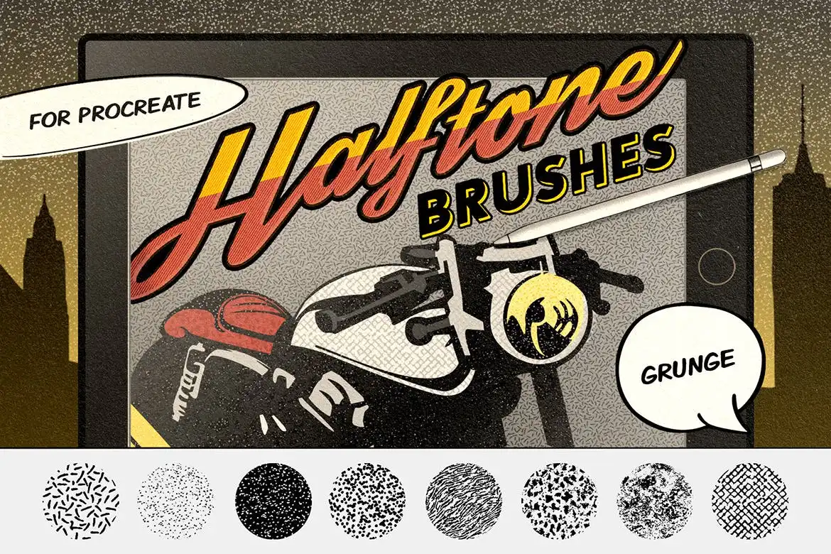 Vintage Comics: Grunge Procreate Brushes 9 vintage comics grunge procreate brushes 70982