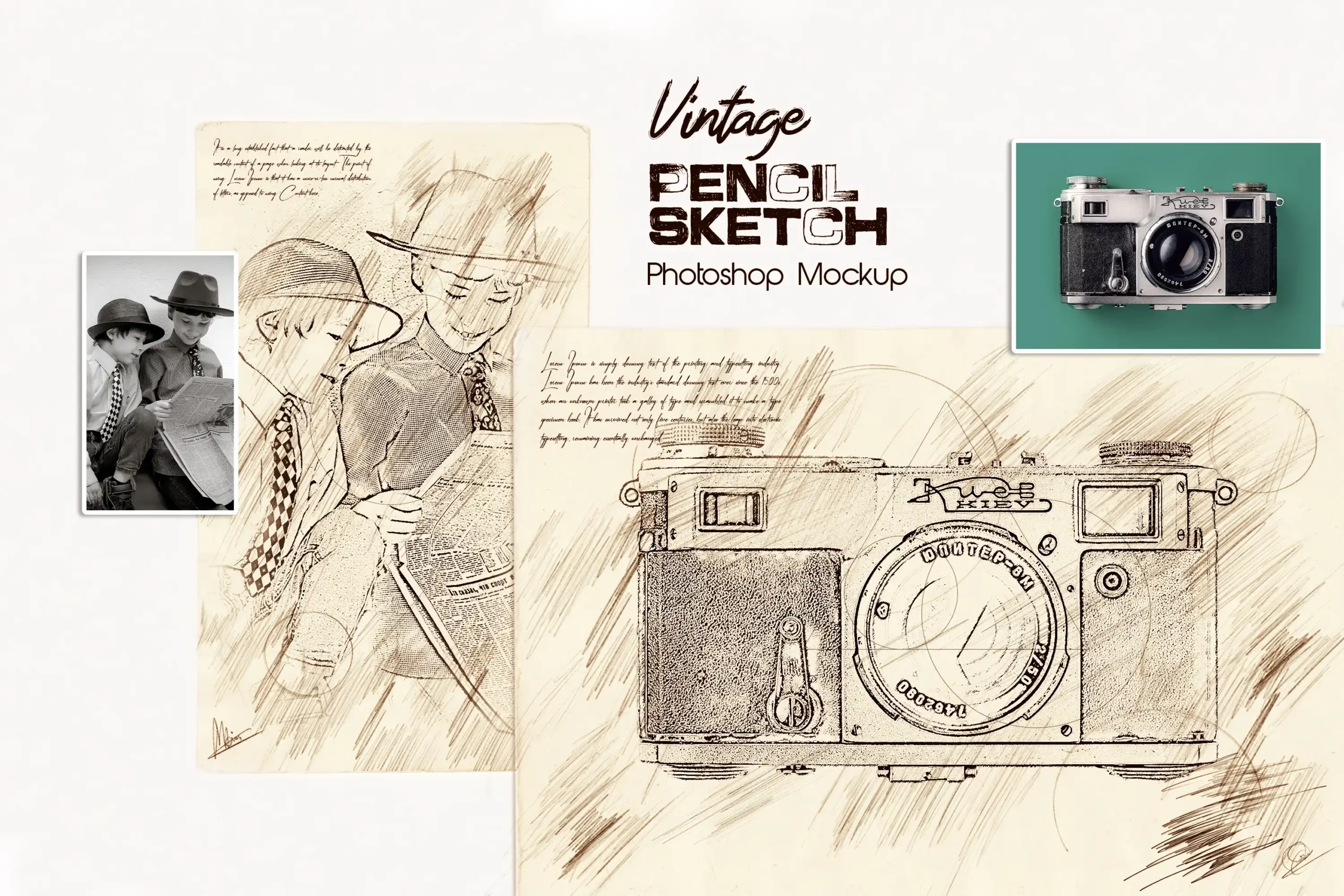 Vintage Paper Sketch Photoshop Mockup