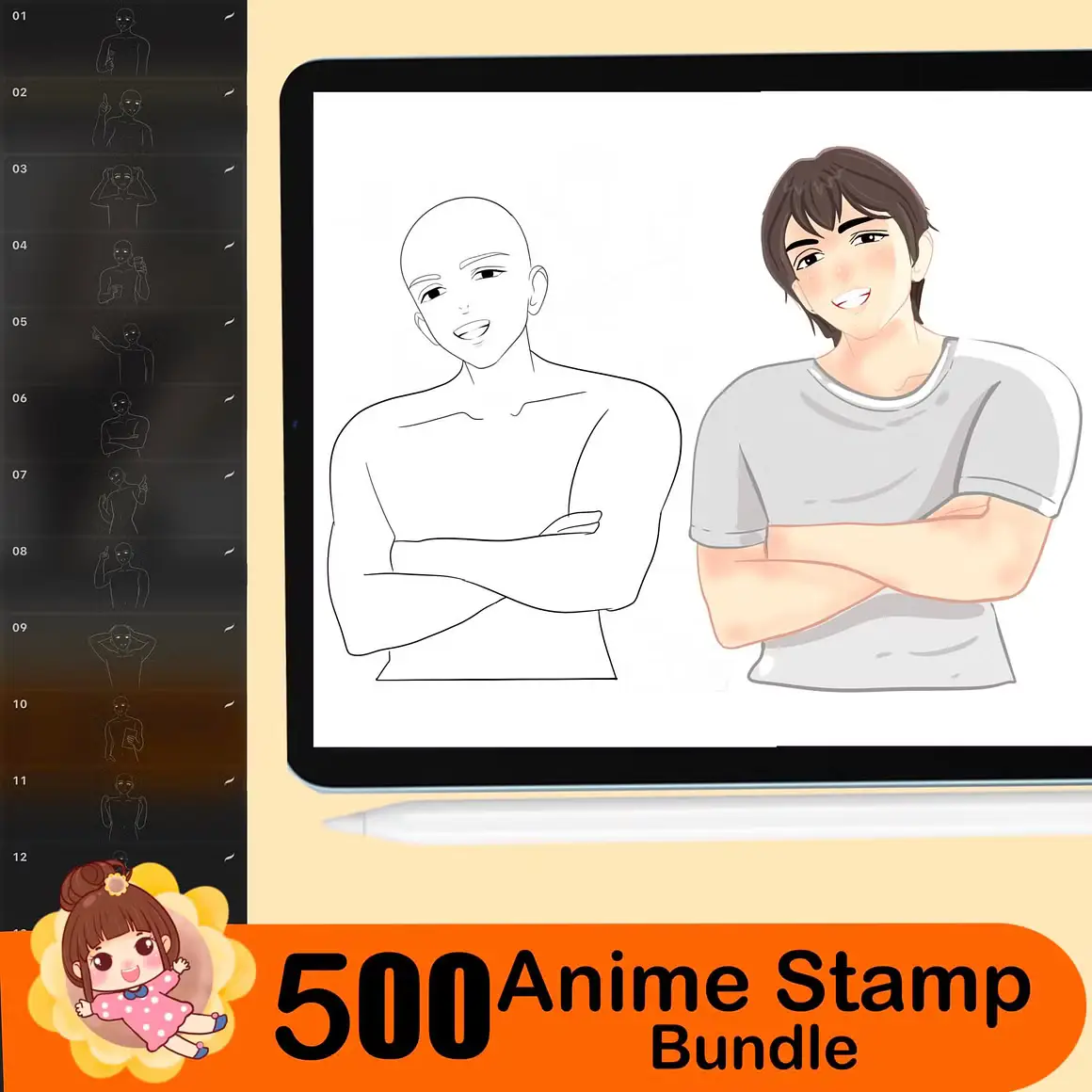 500 Anime Stamps Procreate Brush Set 6 500 anime stamps procreate brush set5 73531