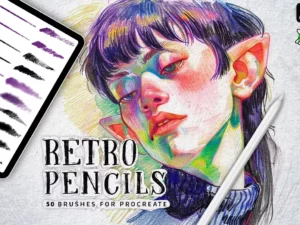 50 retro pencils procreate brushes1 80627