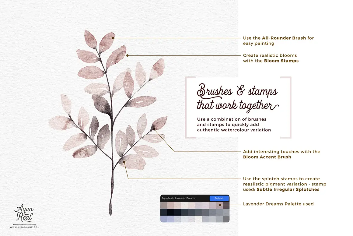 AquaReal – Realistic Watercolour Brushes For Procreate 10 aquareal – realistic watercolour brushes for procreate04 79563