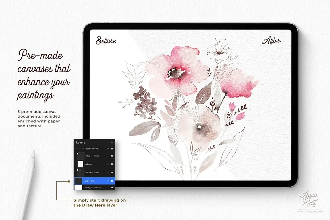 AquaReal – Realistic Watercolour Brushes For Procreate 13 aquareal – realistic watercolour brushes for procreate08 79556