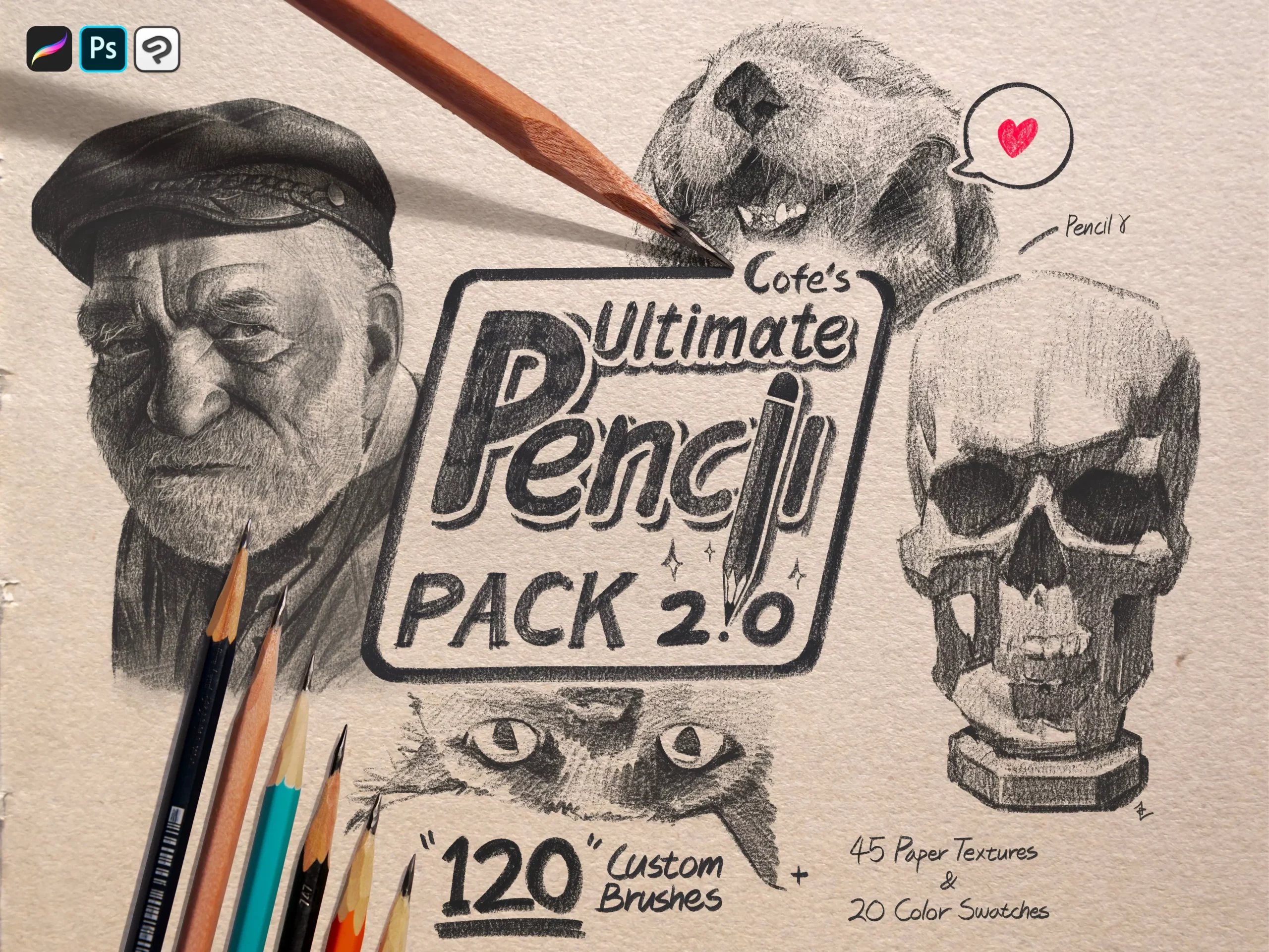 COFE's Ultimate Pencil Pack - Ver 2.0 - Procreate, Photoshop, Clip Studio