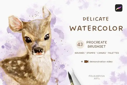 delicate watercolor realistic watercolor brushes and canvases for procreate01 81111