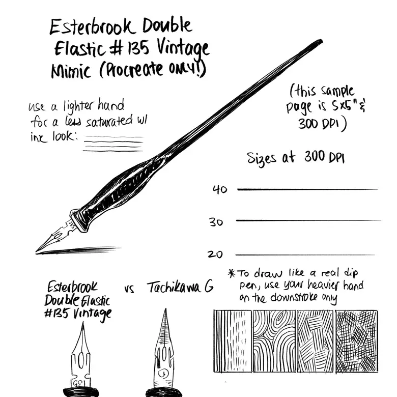 Esterbrook Double Elastic #135 Vintage Dip Pen Mimic (Procreate only) 3 esterbrook double elastic 77278.webp135 vintage dip pen mimic (procreate only)1 77278
