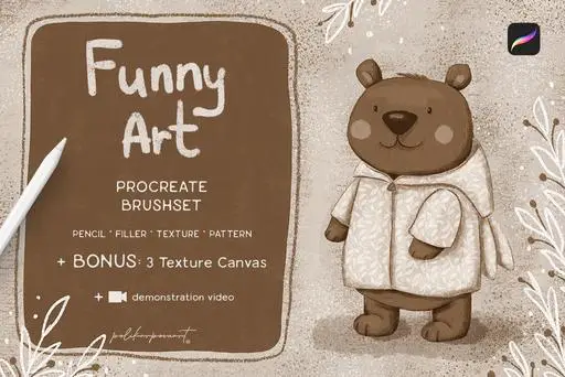 Procreate Retro Brushes and Palettes Bundle - 50 Packs 6 funny art texture brushes and canvases for procreate01 81151