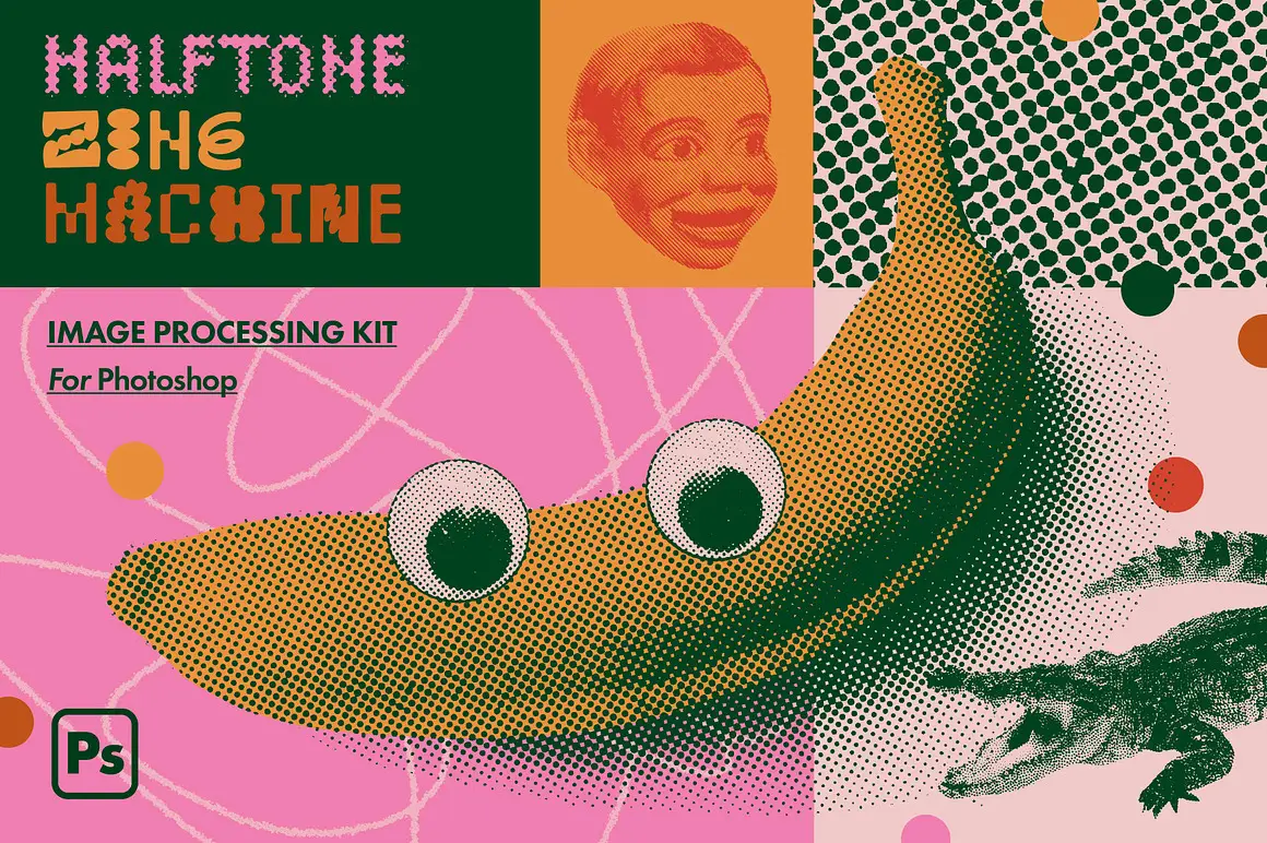 Halftone Zine Machine for Photoshop