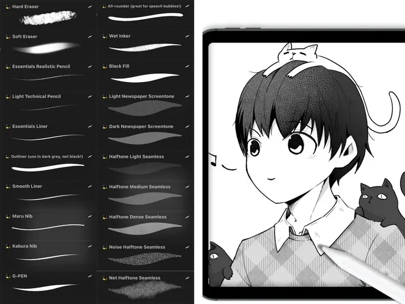 Manga Studio - 90 Procreate manga brushes 7 manga studio 90 procreate manga brushes4 78822