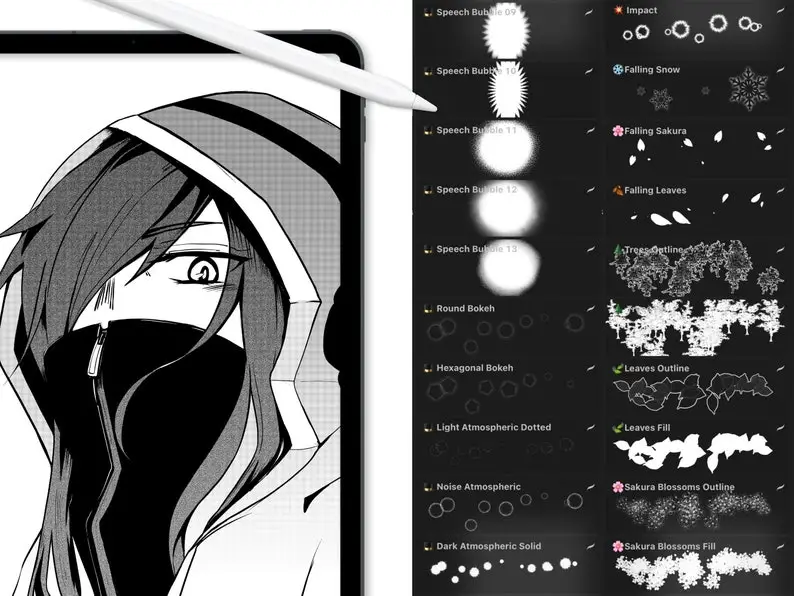 Manga Studio - 90 Procreate manga brushes 4 manga studio 90 procreate manga brushes7 78825