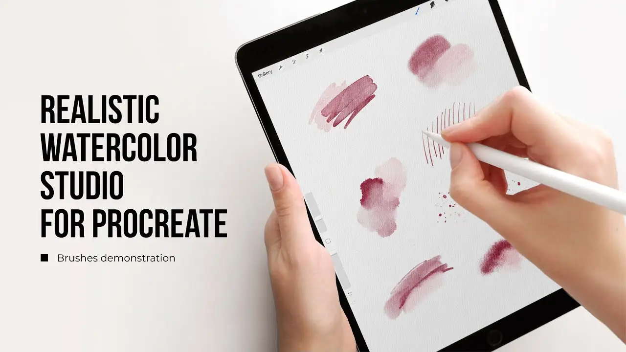 Procreate Watercolor Brushes & Paper 12 procreate watercolor brushes & paper02 79100