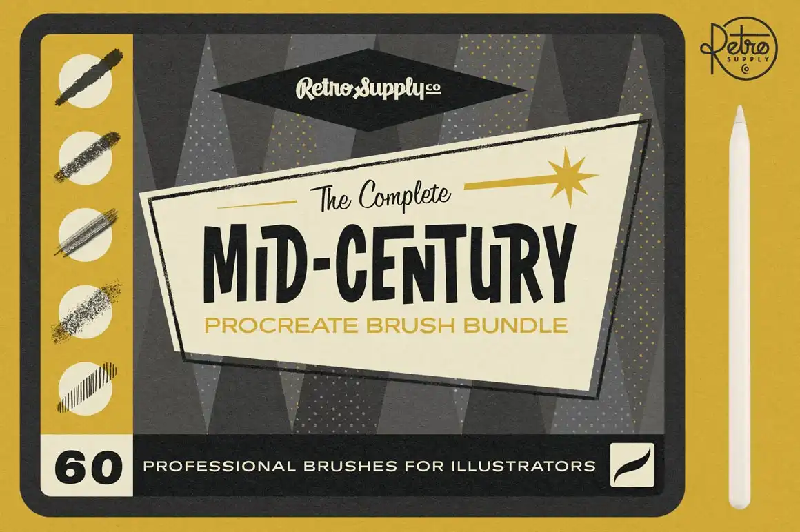 The Complete Mid-Century Brush Collection for Procreate 12 the complete mid century brush collection for procreate01 76390