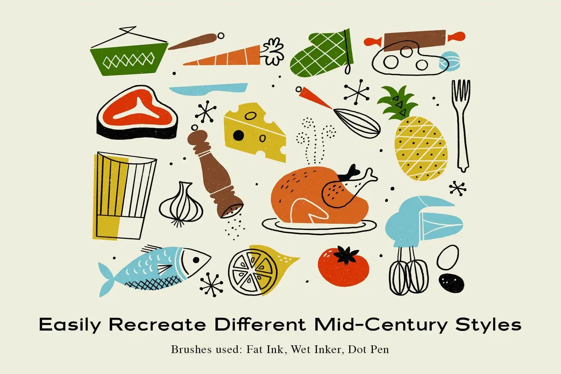 The Complete Mid-Century Brush Collection for Procreate 43 the complete mid century brush collection for procreate09 76398