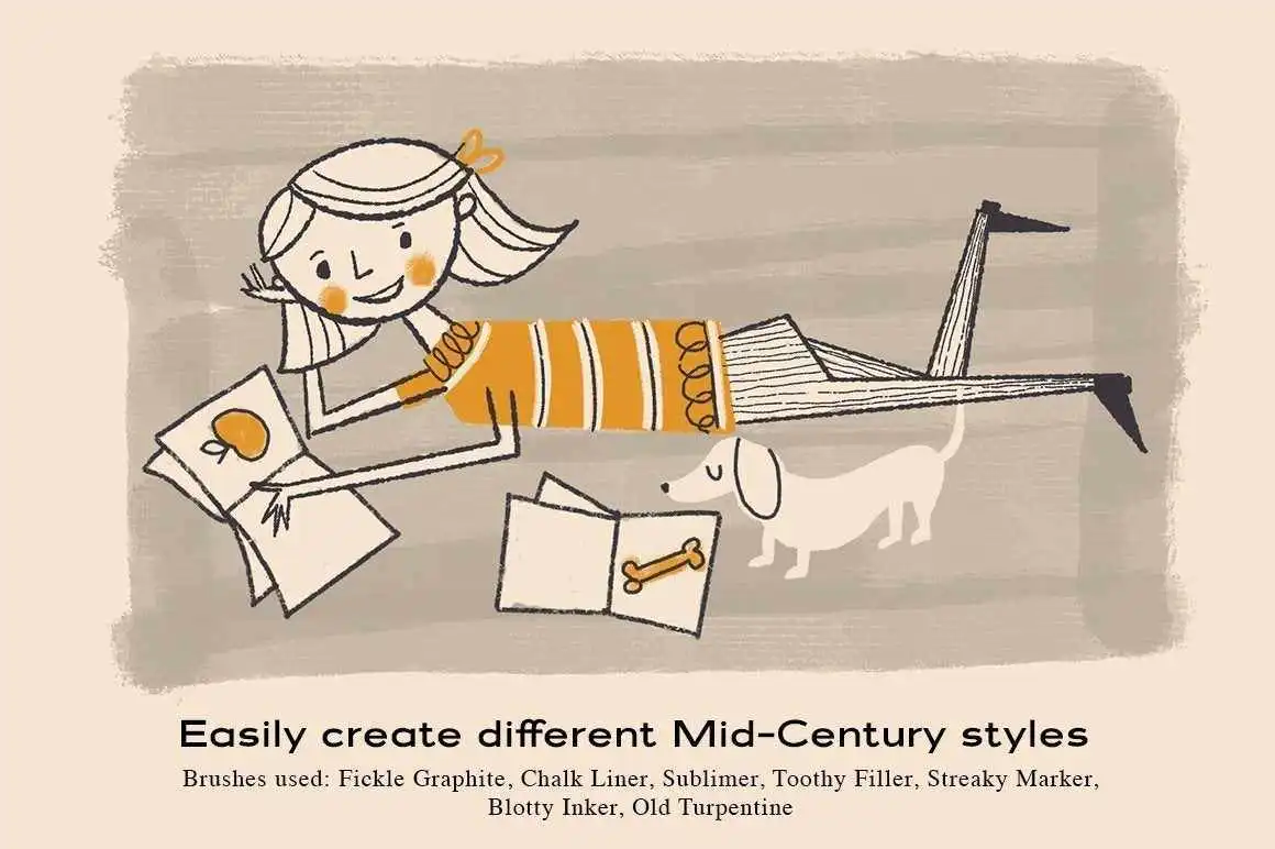 The Complete Mid-Century Brush Collection for Procreate 30 the complete mid century brush collection for procreate22 76411