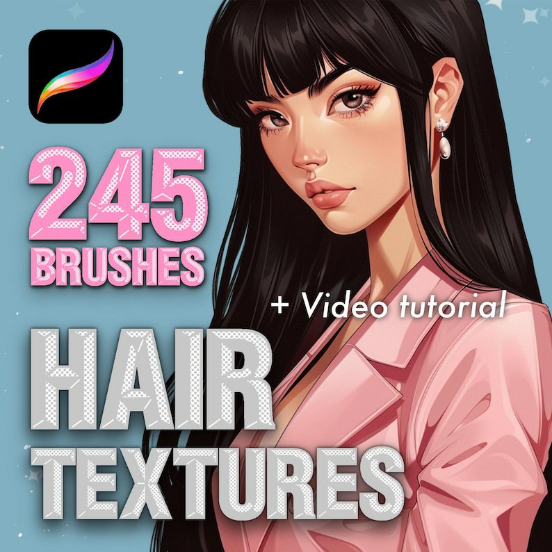 Procreate Hair texture brushes. Hair Brush Set