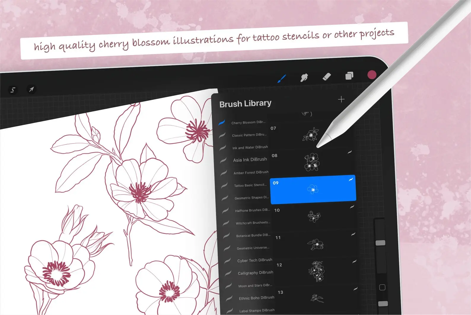 Cherry blossom stamps procreate 10 cherry blossom stamps procreate (2) 82957