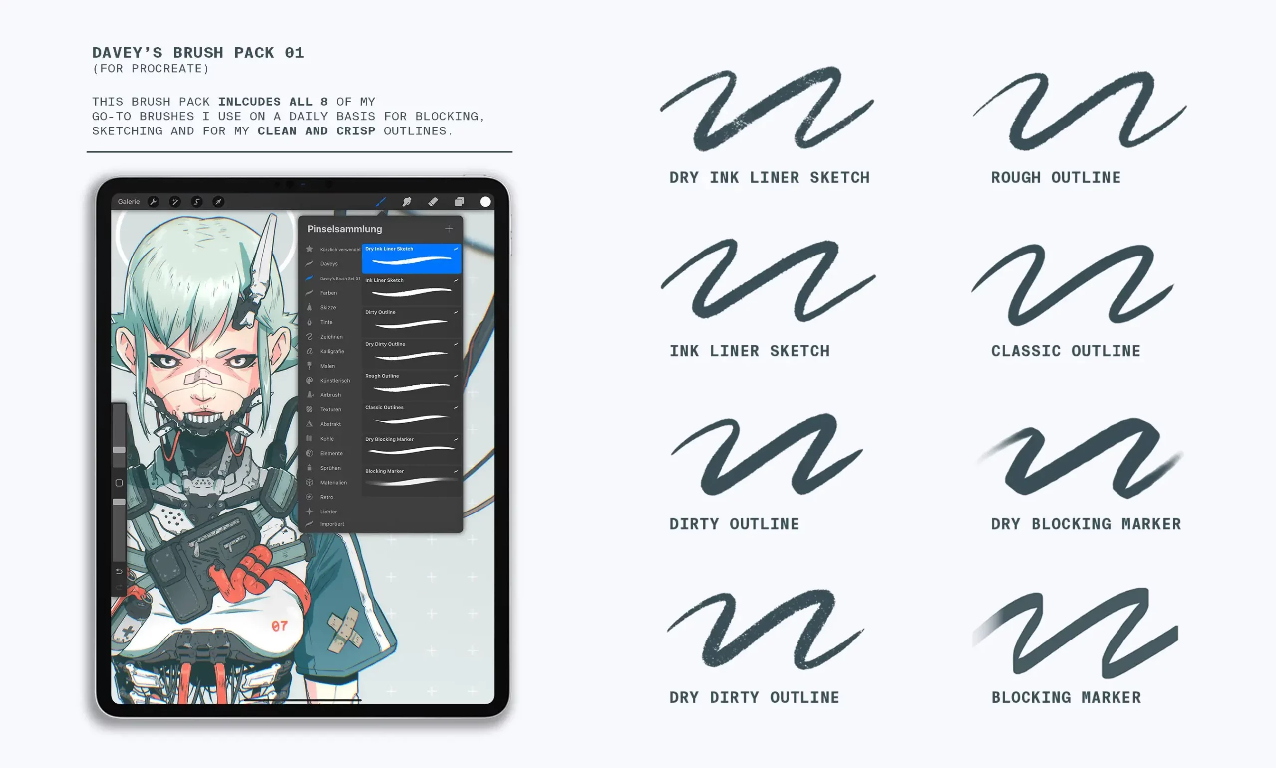 Procreate Davey Brushes Bundle - 2 Packs 4 davey brushpack 01.5 for procreate (3) 82985