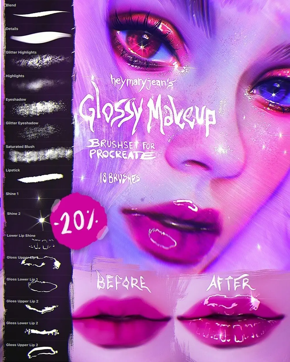 Glossy makeup brushes procreate