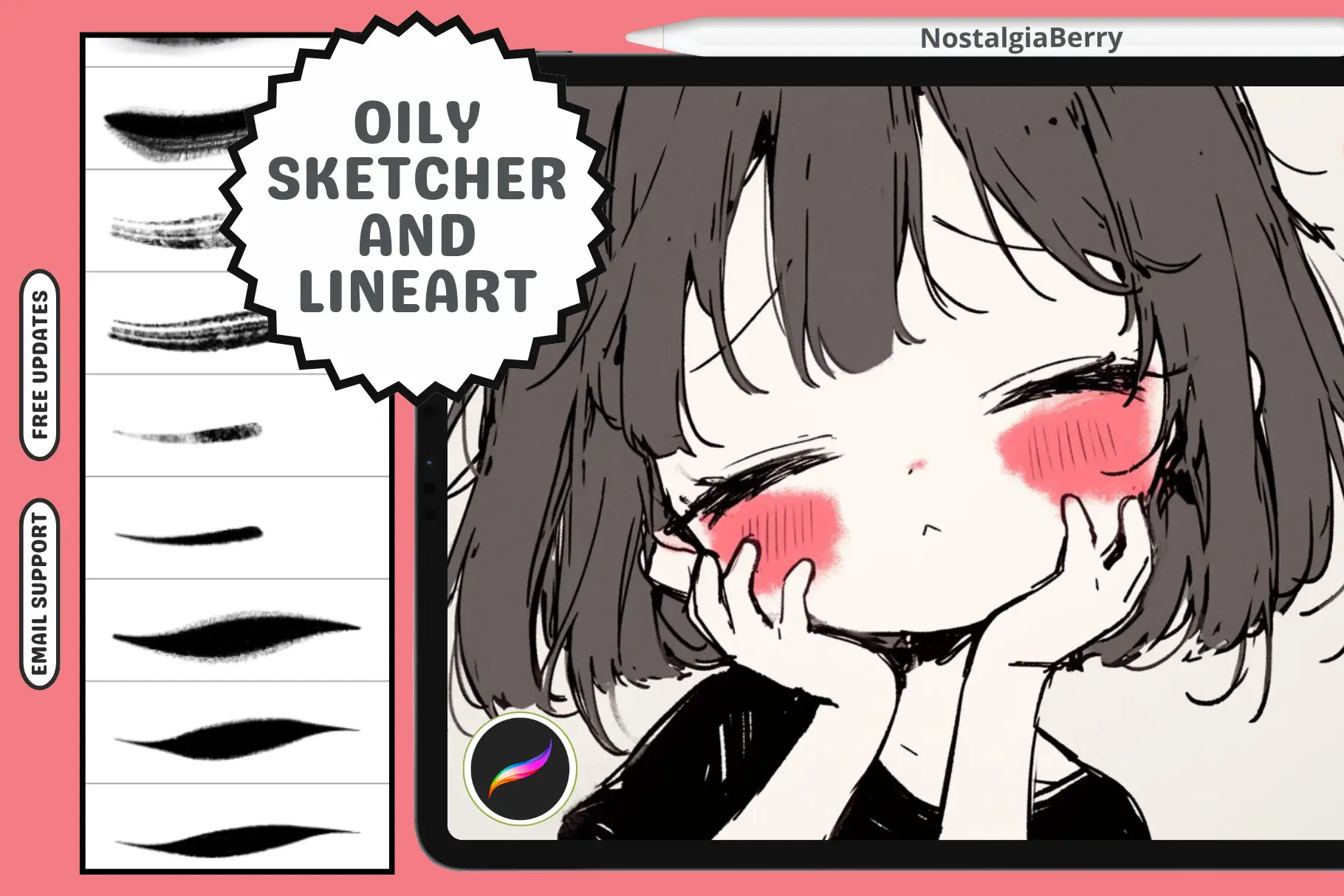 Procreate Brushes - Sketchy Oily Lineart Collection