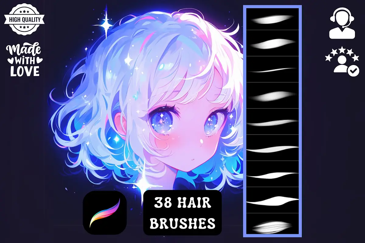Silky Hair Brushes Procreate