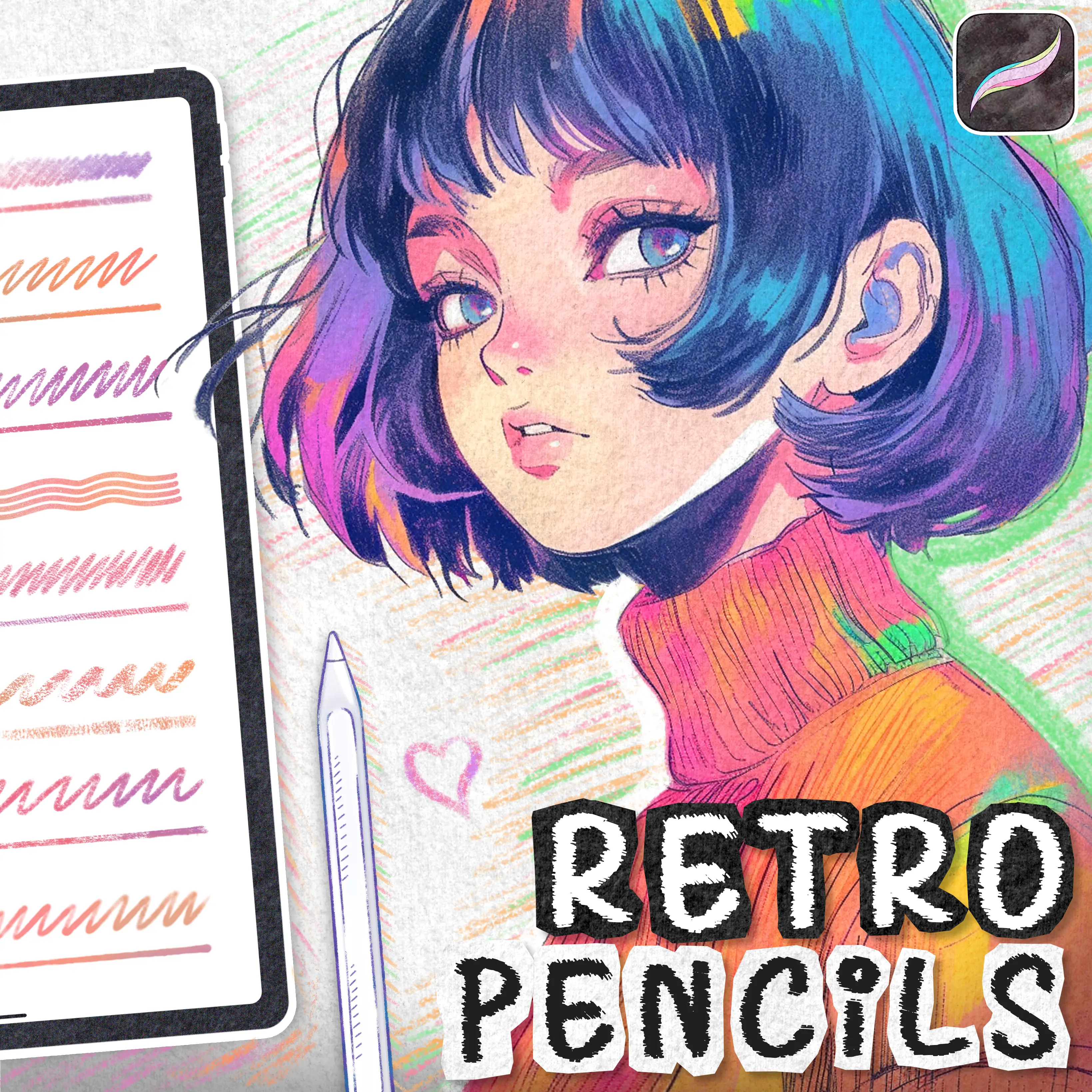 60+ retro pencil brushes for procreate01 84246