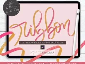 ribbon lettering procreate brushes1 84341